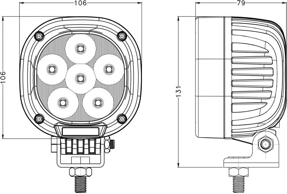 Revon 90W 7200lm LED-työvalon mittapiirros