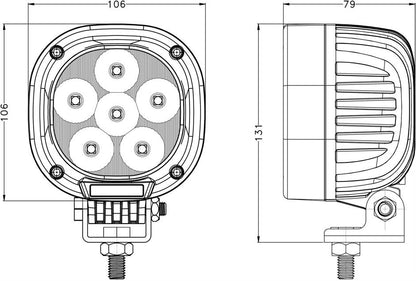 Revon 90W 7200lm LED-työvalon mittapiirros